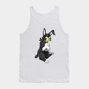 Bobtail BunnyCat: Tuxedo Bicolor (Black) Tank Top